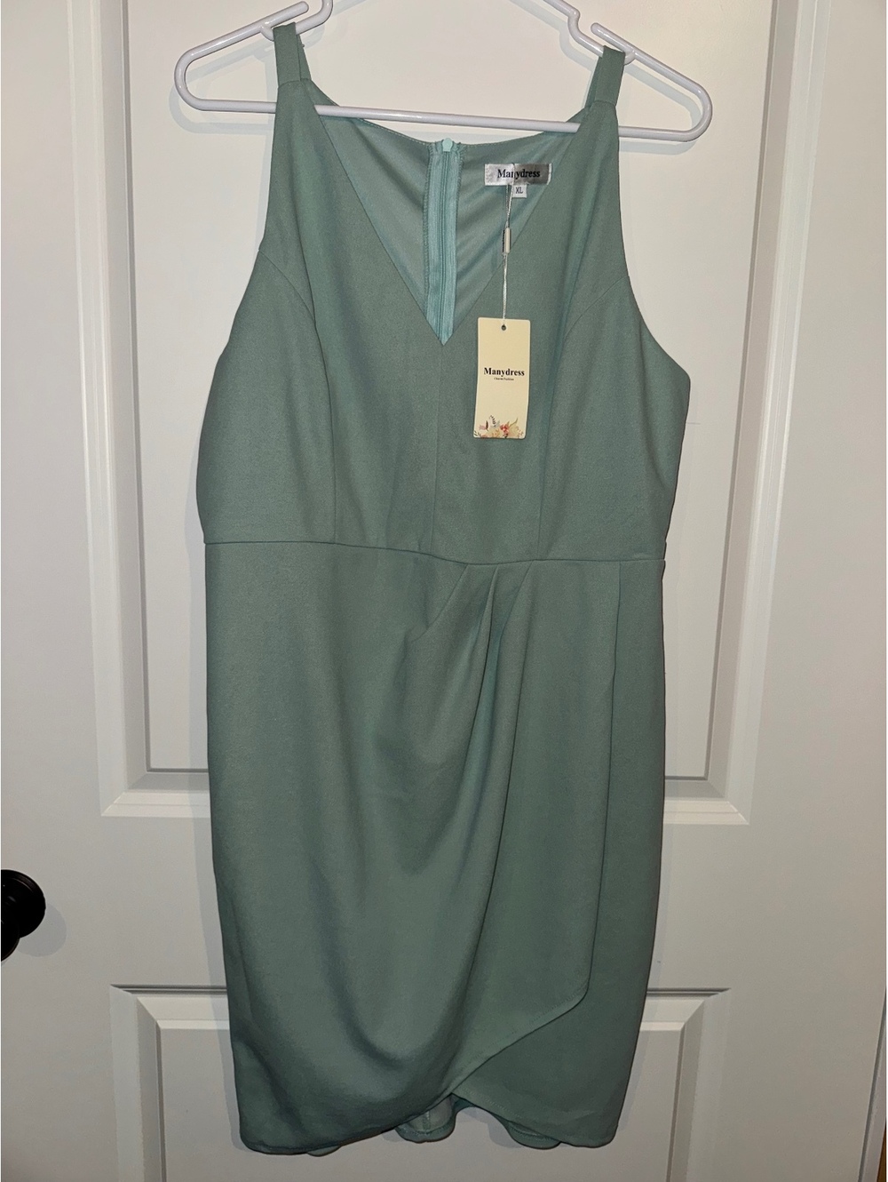Manydress Sleeveless V-Neck Light Green Dress XL